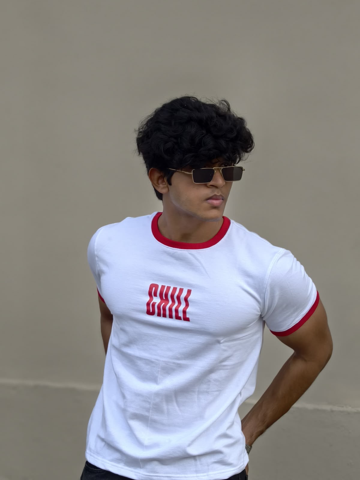 RINGER TEES - WHITE/RED PRINT