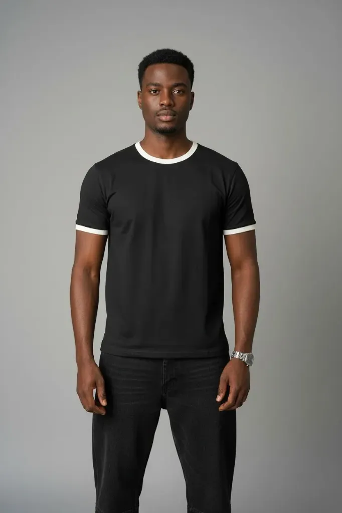 RINGER TEES - BLACK