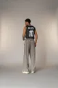 PIPING LOOSE FIT TRACK PANTS- GREY