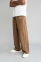 PIPING LOOSE FIT TRACK PANTS- BROWN
